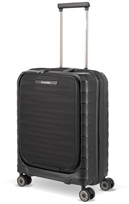 Travelite Handgepäck Koffer MOOBY Größe S, 55x40x23 cm, 2,9 kg, Vortasche | Hartschalenkoffer aus robustem Material mit Laptop Vortasche für Lufthansa, SWISS & Austrian, TSA Schloss, 4 Doppelrollen