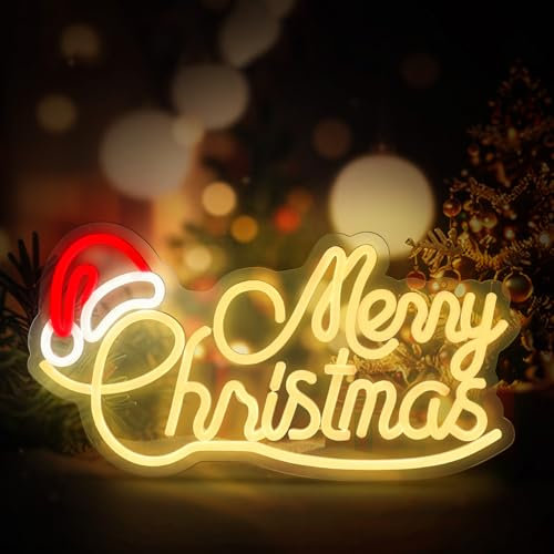 WingFly Christmas Neon Signs, Christmas Led Neon Light for Wall Decor, Christmas Neon Sign with USB Powered for Christmas Party, Windows, Bedroom, Christmas Decor, Living room (Merry Christmas)
