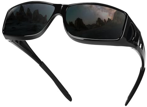 Fimoson Überzieh-Sonnenbrille für Autofahrer & Brillenträger, polarisierende Gläser, 100% UV Schutz Graue Linse