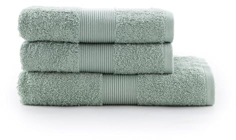 Jalla, Juego de Toallas de baño, 1 + 1, 100% algodón, 430 g/m², 50 x 100 cm, Menta