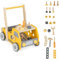 DREAMADE 2 in 1 Lauflernwagen aus Holz, mini-Werkzeugbank mit Rädern, Lauflernhilfe für Mädchen und Jungen, Montessori-Lernspielzeug (Modell 2-Gelb)