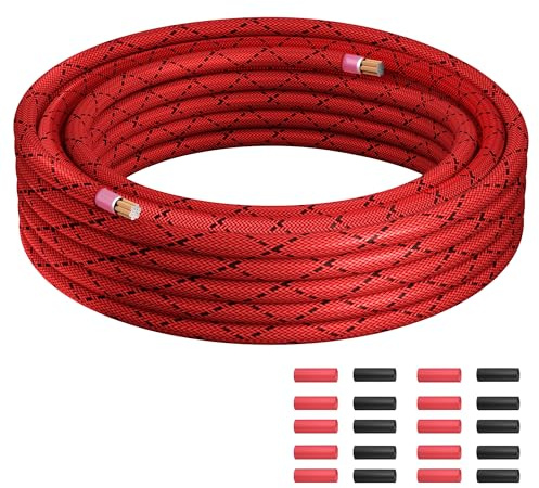 Cable de calibre 8 de 50 pies, cable de tierra de alimentación automotriz, cable de batería, 8 AWG, cubierta trenzada de nailon, CCA, amplificador de audio para automóvil, RV, arnés de remolque, cable