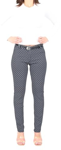 Malito - Damen Chinohose lang - schicke elastische Comfort Hose - festlich elegant mit Gürtel 1032 - schwarz XL