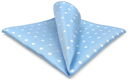 S&W SHLAX&WING Babyblau Weiße Punkte Herren Einstecktuch Hochzeit Party
