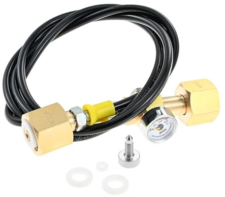 Ersatz 1,5 m CO2-Transferschlauch, 3000 PSI Manometer, 2 x W21.8-14 Gewindeanschluss zum Umfüllen von CO2 von einer großen Flasche auf eine andere
