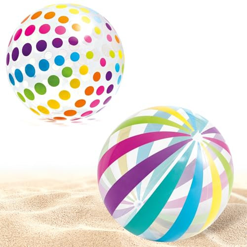 FULHANY 2 PièCes Ballon De Plage - Ballon De Plage Gonflable -Ballon Gonflable Dots ColoréS De 53 Cm - Boules De Jouets Gonflables pour Les FêTes HawaïEnnes, Les FêTes De Plage Et Les Piscine
