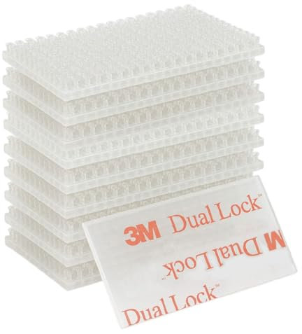 Dpm tapes Dual Lock SJ3560, 10 rettangolo adesivi fissaggio Auto, Dashcam, Go Pro, Supporto Pagamento Pedaggio, dimensioni 25 mm x 50 mm, chiusura a pressione, Trasparente, prodotto altamente adesivo