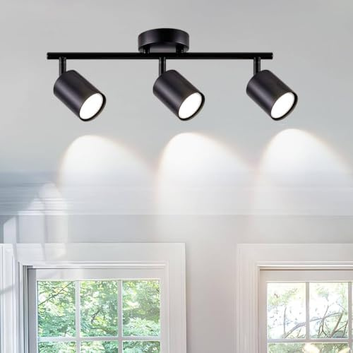 YNFLux LED Deckenstrahler 3 Flammig Modern Deckenleuchte Schwenkbar, 350° Schwenkbar Strahler GU10 Spotbalken Deckenlampe Spot Modern Deckenspot für Küche Schlafzimmer Wohnzimmer mit Leuchtmittel