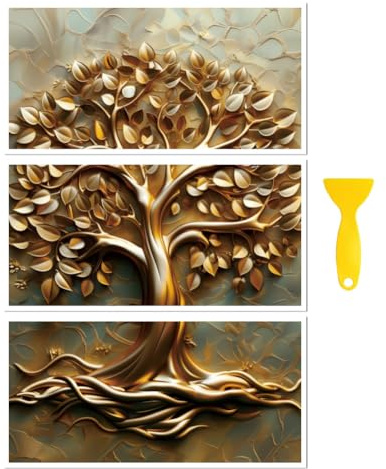 Peacoblue 3 fogli adesivi per albero della vita 3D adesivi per trasferimento mobili, 15 x 30 cm, Decalcomania, impermeabili, laptop, frigorifero, parete, finestra, legno, mobili