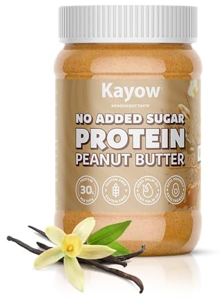 Kayow Nutrition Vanilla Protein Peanut Butter | High Protein | No Added Sugar | No Palm Oil, Keto Friendly | Guilt-Free Nut Butter | Low Carb | 350g Jar