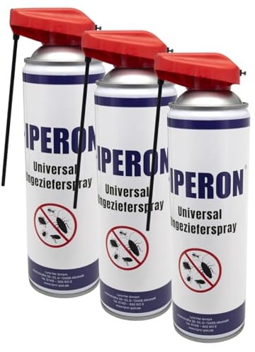 IPERON® 3 x 500 ml Universal Ungezieferspray - Abwehr von Schädlingen | Sofortwirkung gegen Insekten - Mit Chrysanthemum cinerariaefolium Extrakt, Geraniol & Zitroneneukalyptusöl