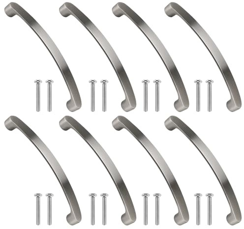 GYTFOG 8Pcs Kitchen Cupboard Handles, Cupboard Handles and Kitchen Door Handles, 0.51 * 9.6in Cabinet Handle with 16 Screws, Wardrobe Door Cabinet Handle Replacement