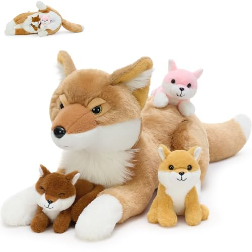 MorisMos groß Fuchs Kuscheltier XXL mit Baby im Bauch, 55cm weich riesen Fuchs Fox Stofftier Plüschtier Spielzeug, Geburtstag Weihnachten Geschenk für Kinder Baby