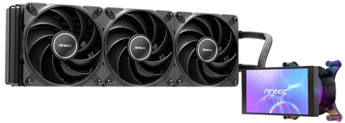 Antec Vortex View 360 AIO Liquid CPU-Kühler, 12,7 cm IPS-Bildschirm, 3 x 120 mm PWM-Lüfter, anpassbares Display, Hochleistungspumpe, drehbares Kugelgelenk, RGB-Hintergrundleuchtsystem, Intel LGA 1700