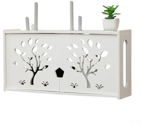 Risveglio Scatola portaoggetti per router wireless a parete con dissipazione del calore, mensola organizer per cavi per modem WiFi TV, bianco 48 24 11,5 cm (B)