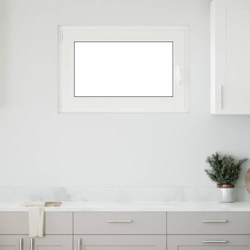 Kaloriko Ventana de sótano RISOR 90 x 50 cm PVC y cristal blanco, protección térmica, protección acústica, inclinación giratoria, acristalamiento aislante, con marco y junta, ideal para nueva
