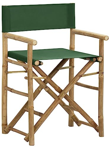 Fengshui Sedia da regista pieghevole, 2 pezzi, verde bambù | Seduta e schienale in tessuto, portata fino a 110 kg, pieghevole salvaspazio