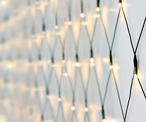 Spetebo Lichternetz 100 LED warmweiß - Batterie betrieben + Timer Funktion - Deko Lichterkette Netz Außen