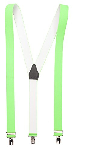 shenky Hosenträger | 3er Clips | 3,5cm Breite | verstellbar | Basic | Y-Form | elastisch | für Oktoberfest Fassnacht Karneval Hochzeit Skihosen | Damen & Herren | Skihosenträger | Neongrün