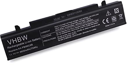 vhbw 1x Akku kompatibel mit Samsung RF711, RF711 S08de, RV409, RV410 Notebook (6600 mAh, 11,1 V, Li-Ion)