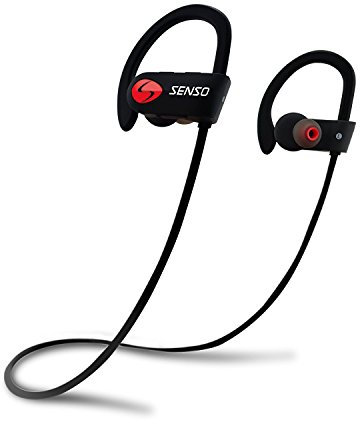 SENSO Bluetooth Headphones, Best Wireless Sports Earphones w/Mic IPX7 Waterproof HD Stereo Sweatproof Earbuds for Gym Running Workout 8 Hour Battery Noise Cancelling Headsets