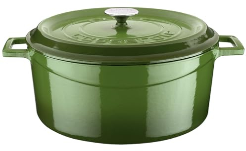 Lava Cookware Runde Auflaufform, Durchmesser 32Cm, Gusseisen, grün, 32 cm