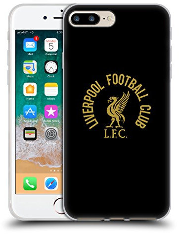 Head Case Designs Officially Licensed Liverpool Football Club Gold LFC On Black Liver Bird Gel Case [Military Grade Protection] Compatible With Apple iPhone 7 Plus/iPhone 8 Plus
