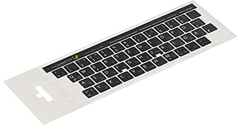 Lacerto® | 14x14mm Russisch-Deutsche Aufkleber für PC/Laptop & Notebook Tastaturen mit mattem kratzfestem Laminat | Farbe: Rot-Schwarz (Nicht transparent)