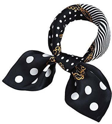 LSHARON SILK 100% Mulberry Silk Scarf Lightweight Neck Scarf - 53x53cm - Digital Printed Small Square Wraps Pure Silk Scarves Natural Silk Neckerchief Headscarf Gift for Women Men