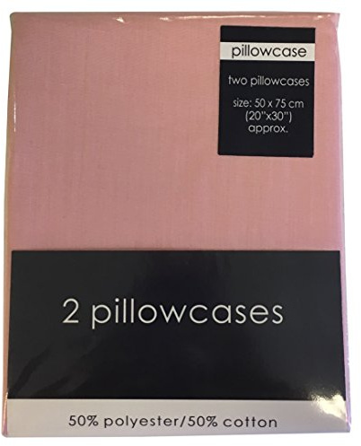 Rapport Easycare Non-Iron Housewife Pillowcase Pair, Polyester-Cotton, Pink, Twin, 75 x 50 x 1 cm