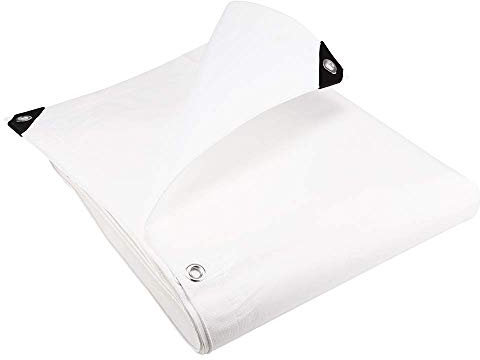 GroundMaster 200gsm Super White Tarpaulin - High Grade Heavy Duty Outdoor Versatile Waterproof Cover Groundsheet (4.5m x 6m)