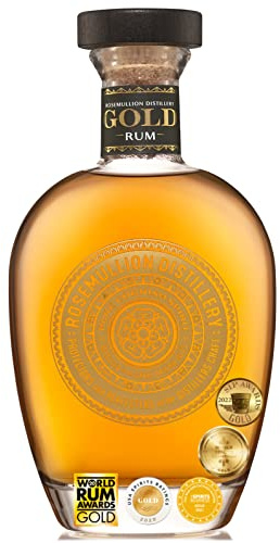 Rosemullion Gold Rum | 70cl (ABV 43%) | Category - Award Winner at World Rum |Premium Craft Spirit | Smooth Warm aged sipping | Fermented, Distilled Oak Aged & Bottled at Rosemullion Distillery |