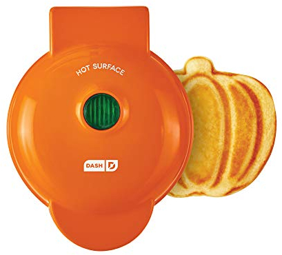 DASH DMWP001OR Mini Maker for Individual Waffles, Hash Browns, Keto Chaffles with Easy to Clean, Non-Stick Surfaces, 4 Inch, Orange Pumpkin