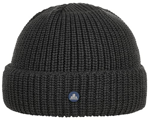 HAMMABURG Strick Dockermütze Beanie Wolle Made in Italy Damen Herren Herbst Winter anthrazit One Size