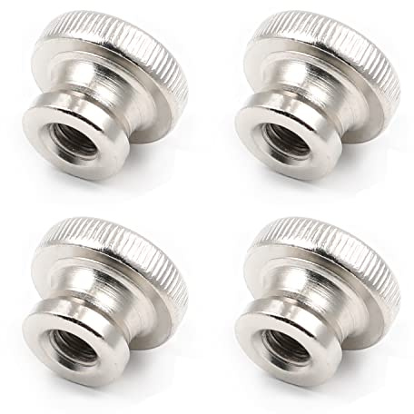 MroMax Tuercas para pulgar moleteadas M8 redondas, con chapado en níquel, flor recta, tono plateado, 4 unidades