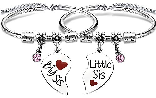 Schwester-Armband, Geschenk, Schlangenarmband für 2 Schwestern, Bithday Weihnachten, silber, Large, Verstellbar