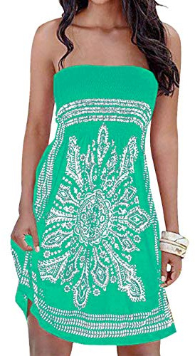 Robe d'été pour femme, au motif de fleur, multicolore, style bohème, décontractée, mini robe de plage, Vert., XL