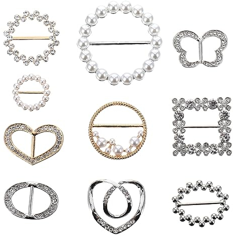 Amosfun 10 Stück Strass Schals Schnalle Metall Schal Clip Wrap Halter Klammer Verschluss für Kleidung Halstuch T-Shirt Schal