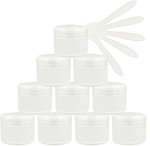 TIANZD 24 Pièces Vides Petit 50 ml Transparent Cosmétique Pot en Plastique avec Couvercle 50 g Pots de Cosmétique Crème de Bouteille Contenant pour des Produits Cosmétiques avec 5x Spatules