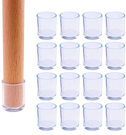 16x Schutzkappen Für Stuhlbeine | Stuhlbeinkappen Silikon | Stuhlbeinschoner | Stuhlsocken | Stuhlgleiter | Stuhlkappen Rund | Gummifüße | Fußkappen für Gartenstühle (Silikon, Ø 14mm)