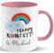 Tasse Motiv »Happy Konfetti to …!« mit Wunschnamen, personalisiert (rosa)
