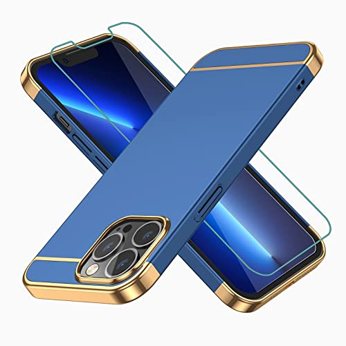 MOFI Ultra Slim Design für iPhone 13 Pro Hülle, Stoßfeste Schutzhülle Handyhülle mit [1 x Displayschutzfolie] Hard Cover (6,1 Zoll) 2021 - Blau
