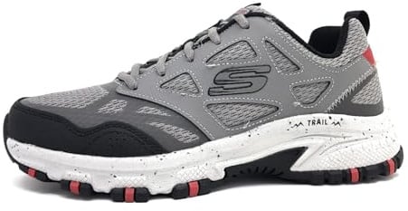 Skechers Hillcrest Herren-Sneaker, Anthrazitfarbenes Leder-Mesh-Synthetik-Rand, 45 EU