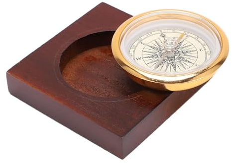 Kompass Wandern, 72x72 mm/2,8x2,8 Zoll Professioneller Marschkompass Aluminiumlegierung Navigation Compass Universal Leicht Kontrasreich mit Holzkiste für Camping Angeln Taschenkompass Geschenk