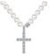 Krfy Perlenkette für Männer Damen Choker Halskette mit Cubic Zirkonia Kreuz Anhänger Verlängern Verschluss Einfach zu Tragen Täglichen Schmuck