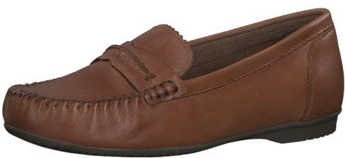 MARCO TOZZI Damen Mokassins aus Leder Elegant, Braun (Cognac), 38 EU