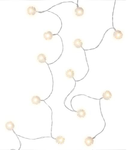goobay 60273 20er LED-Lichterkette/LED Schneebälle/Lichterkette mit Timerfunktion/Warmweiß (3000 K) / Batteriebetrieben für Innen, Weiß, Transparent