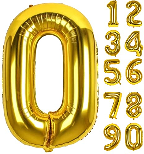Luftballon 0. Folienballon Geburtstag Zahlen Luftballons,Gold XXL Riesen Zahl 0. Helium Ballon für Mädchen Junge Mann Frau 0. Geburtstagdeko Babyparty Jubiläum Festival Unternehmen Deko Zahlenballons