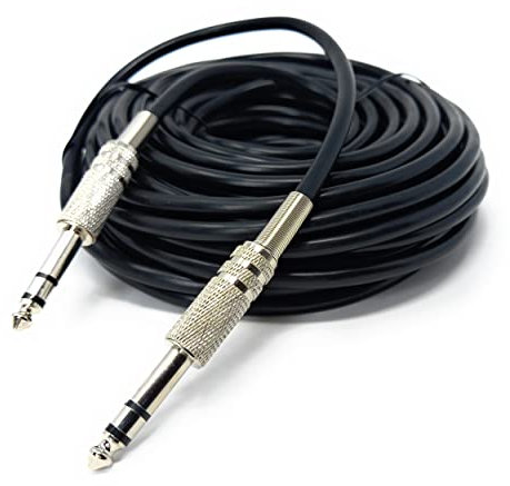 DRUT 15m 6.35mm Male to 6.35mm Male Stereo Audio Cable, 1/4 TRS Connectors For Professional Music Instruments & Home Audio 50ft Black Nickel Connectors