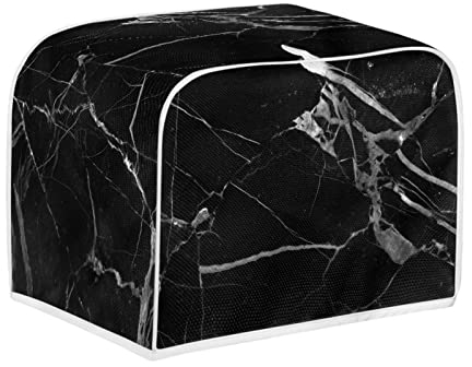Kuiaobaty Black Marble Texture Toaster Cover for Two Slice Toaster, Bread Machine Dust Protector